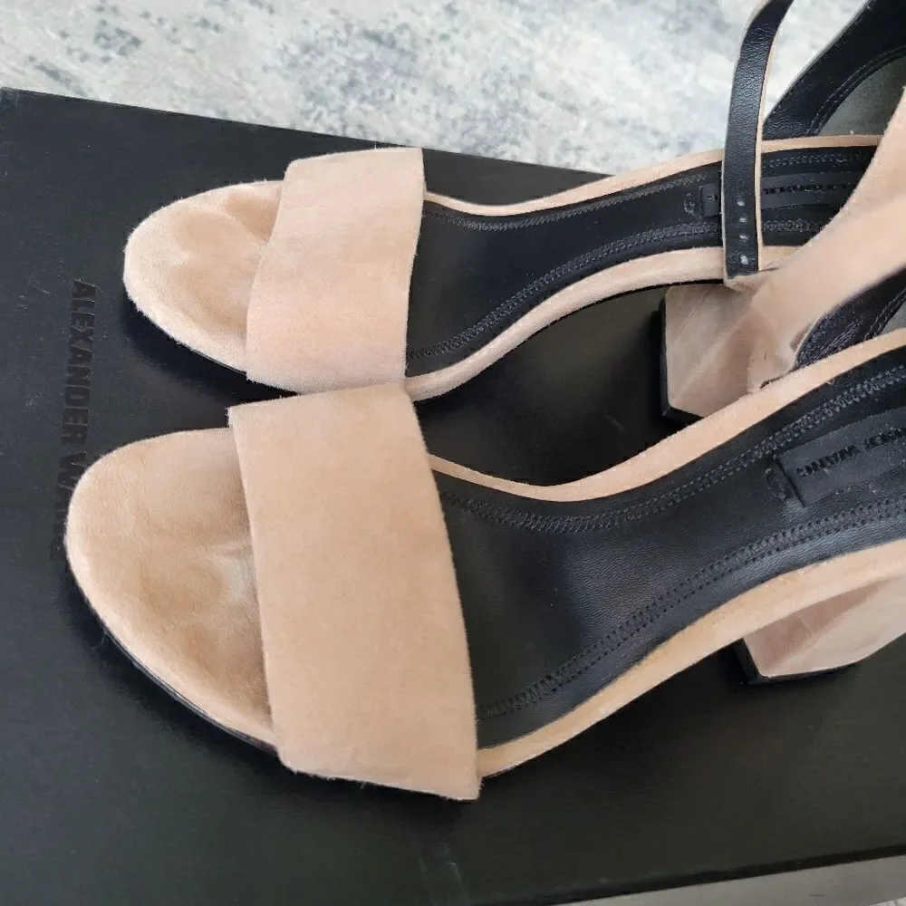 Alexander Wang Abby Suede Tilt-Heel City Sandal 36